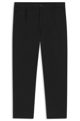 Tapered-fit trousers in stretch twill, Black