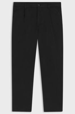 Tapered-fit trousers in stretch twill, Black