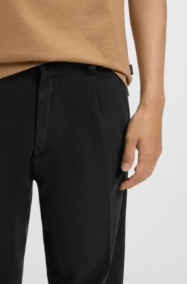 Tapered-fit trousers in stretch twill, Black