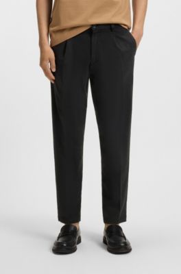 Tapered-fit trousers in stretch twill, Black