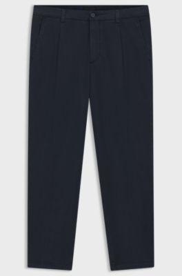 Tapered-fit trousers in stretch twill, Dark Blue