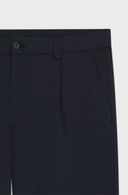 Tapered-fit trousers in stretch twill, Dark Blue