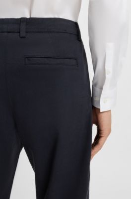 Tapered-fit trousers in stretch twill, Dark Blue