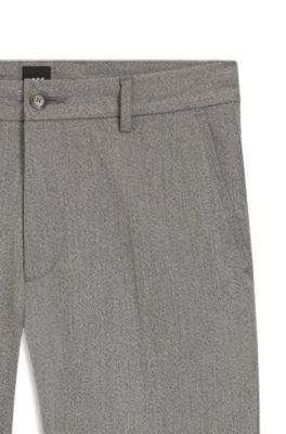 Modern-fit trousers in wrinkle-resistant stretch dobby, Black