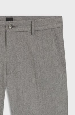 Modern-fit trousers in wrinkle-resistant stretch dobby, Black