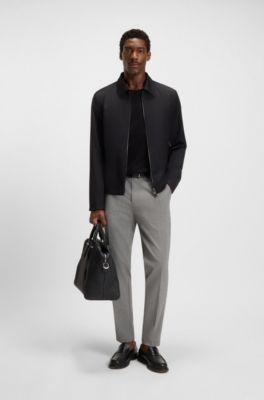 Modern-fit trousers in wrinkle-resistant stretch dobby, Black