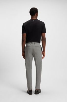 Modern-fit trousers in wrinkle-resistant stretch dobby, Black