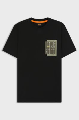 Cotton-jersey T-shirt with logo artwork, Black