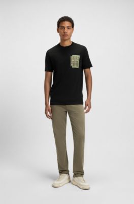 Cotton-jersey T-shirt with logo artwork, Black