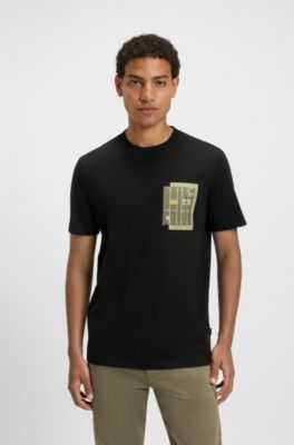 Cotton-jersey T-shirt with logo artwork, Black