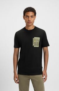 T-Shirt aus Baumwoll-Jersey mit Logo-Artwork, Schwarz