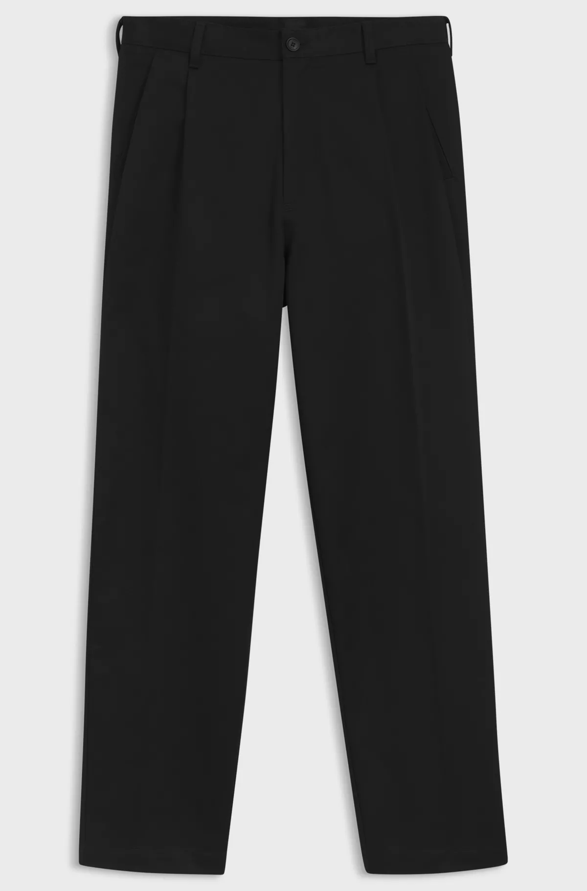 Relaxed-fit trousers in cotton twill, Black