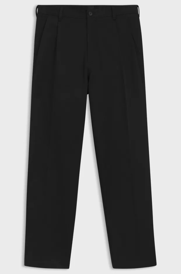 Relaxed-fit trousers in cotton twill, Black