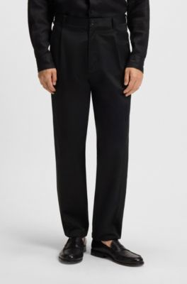 Relaxed-fit trousers in cotton twill, Black