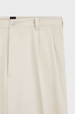 Relaxed-fit trousers in cotton twill, Natural