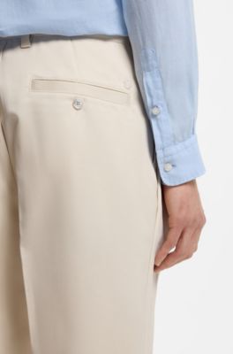 Relaxed-fit trousers in cotton twill, Natural