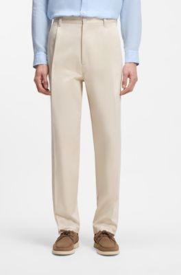 Relaxed-fit trousers in cotton twill, Natural