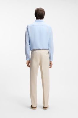 Relaxed-fit trousers in cotton twill, Natural