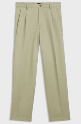 Relaxed-fit trousers in cotton twill, Beige