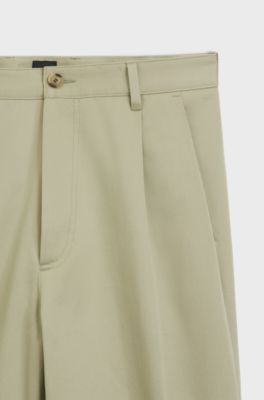 Relaxed-fit trousers in cotton twill, Beige
