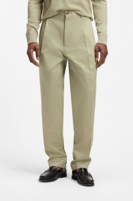 Relaxed-fit trousers in cotton twill, Beige