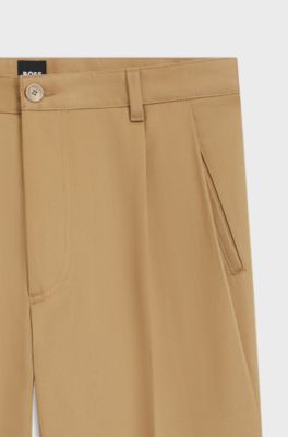 Relaxed-fit trousers in cotton twill, Beige