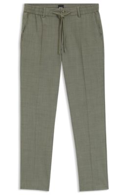 Pantaloni con fit moderno in misto lana, Verde