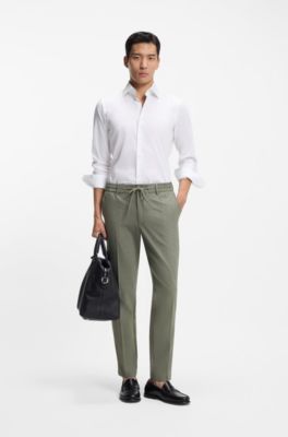 Pantaloni con fit moderno in misto lana, Verde