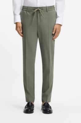 Pantaloni con fit moderno in misto lana, Verde