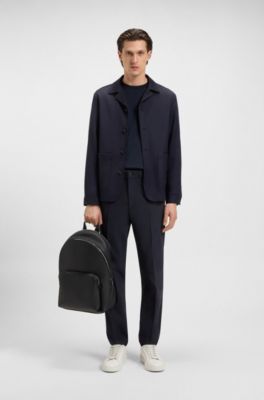 Modern-fit trousers in a wool blend, Dark Blue