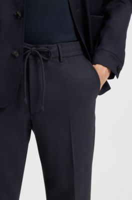 Modern-fit trousers in a wool blend, Dark Blue
