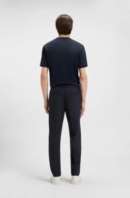 Modern-fit trousers in a wool blend, Dark Blue