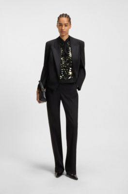 Regular-fit blouse with sequin embellishments, Black