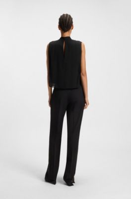 Regular-Fit Bluse mit Pailletten, Schwarz