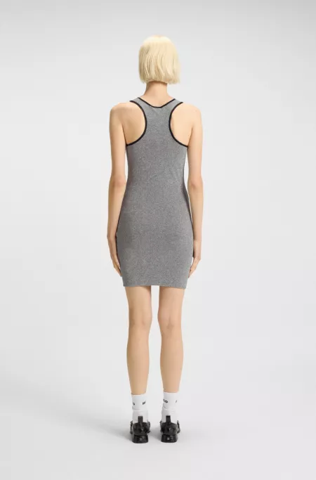 Sparkling-jersey racer-back dress with silicone logo badge