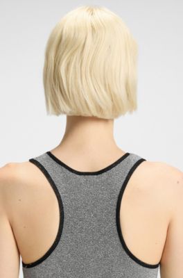 Jurk van glinsterende jersey met racerback en silicone logopatch, Zilver