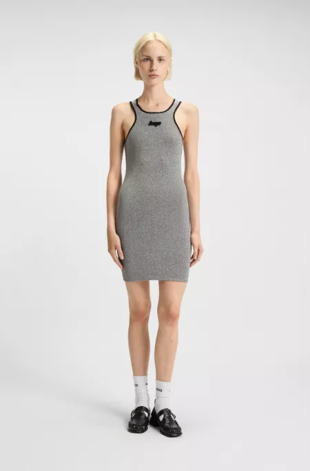 Sparkling-jersey racer-back dress with silicone logo badge