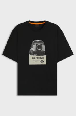 Relaxed-fit T-shirt in cotton jersey with printed artwork, Black