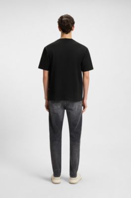 Relaxed-fit T-shirt in cotton jersey with printed artwork, Black