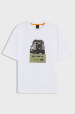 T-shirt de ajuste descontra&iacute;do em jersey de algod&atilde;o com ilustra&ccedil;&atilde;o estampada, White