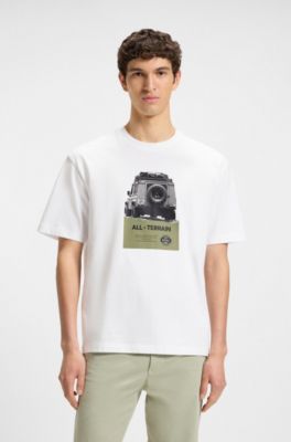 Relaxed-fit T-shirt in cotton jersey with printed artwork, White