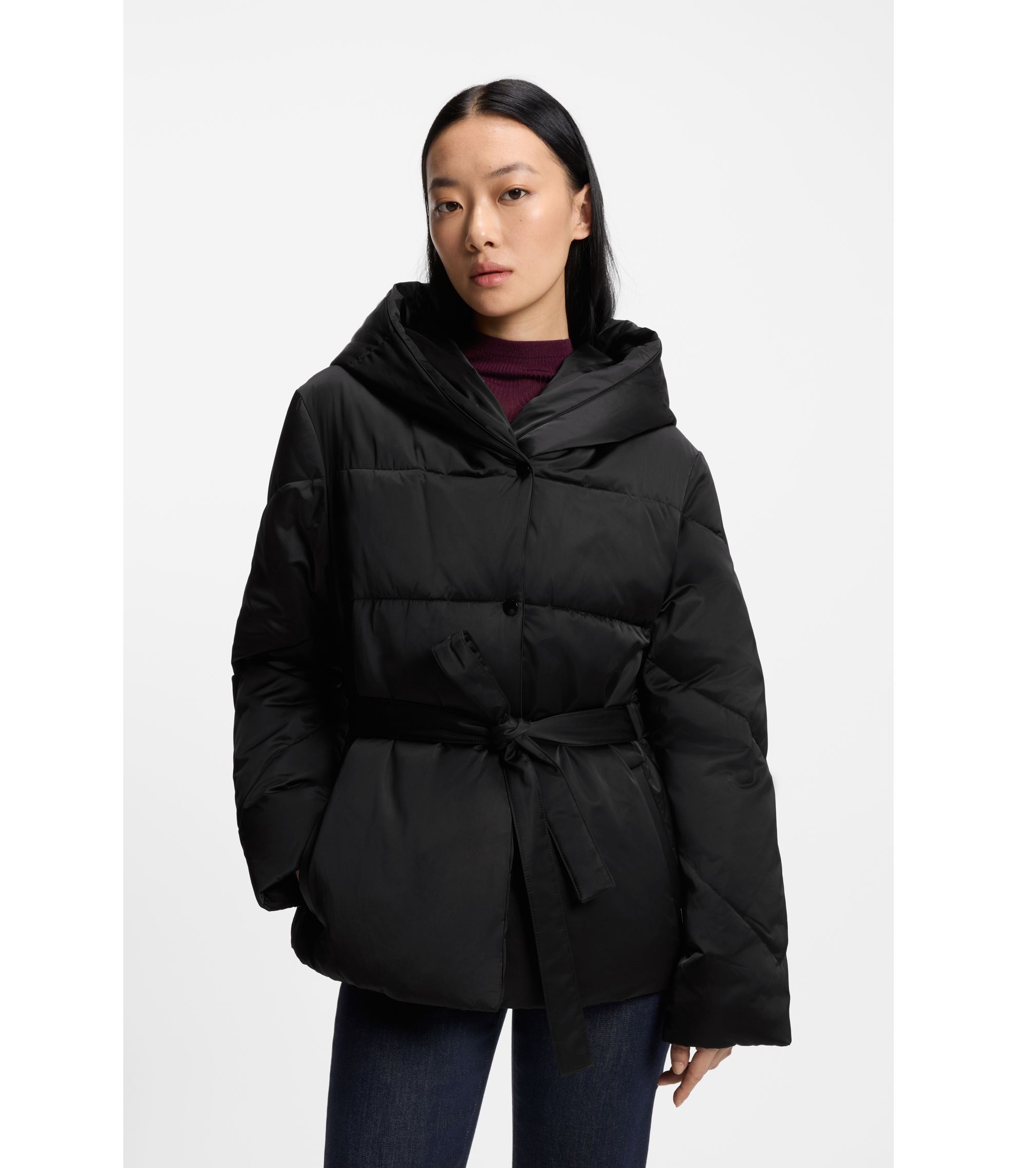 Wasserabweisende Steppjacke mit Gürtel