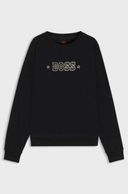 Cotton-terry sweatshirt with logo detail, Black