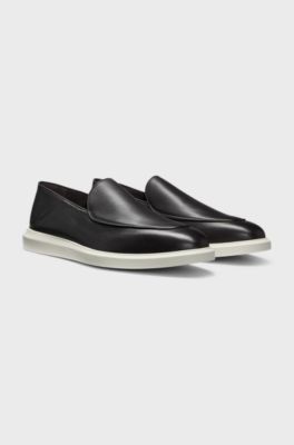 Leather loafers with rubber outsole, Dark Brown