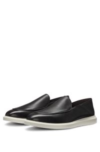 Leather loafers with rubber outsole, Dark Brown