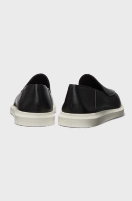 Leather loafers with rubber outsole, Dark Brown
