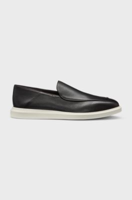 Leather loafers with rubber outsole, Dark Brown