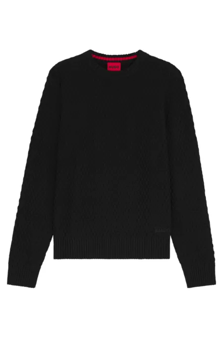 Cotton sweater with 3D knit structure