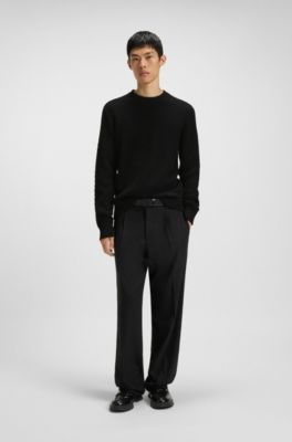 Cotton sweater with 3D knit structure, Black