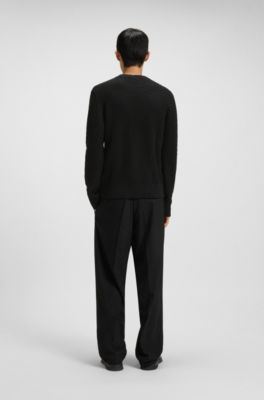 Cotton sweater with 3D knit structure, Black